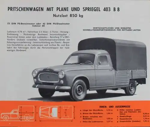 Peugeot Nutzfahrzeuge Modellprogramm 1963 Automobilprospekt (4779)