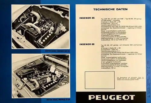 Peugeot 403 - 404 Diesel Modellprogramm 1965 Automobilprospekt (4789)