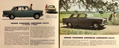 Peugeot 404 Modellprogramm 1963 Automobilprospekt (4793)