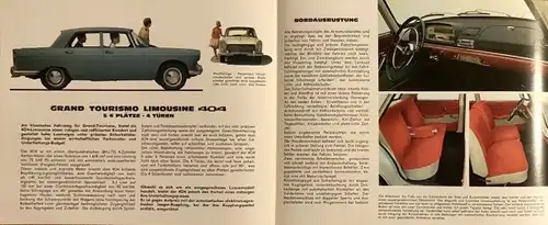 Peugeot 404 Modellprogramm 1963 Automobilprospekt (4793)