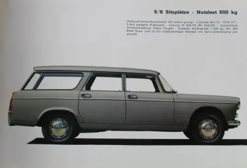 Peugeot 404 Familiale Break Modellprogramm 1967 Automobilprospekt (4797)