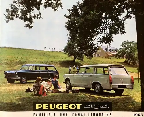 Peugeot 404 Familiale Break Modellprogramm 1963 Automobilprospekt (4806)