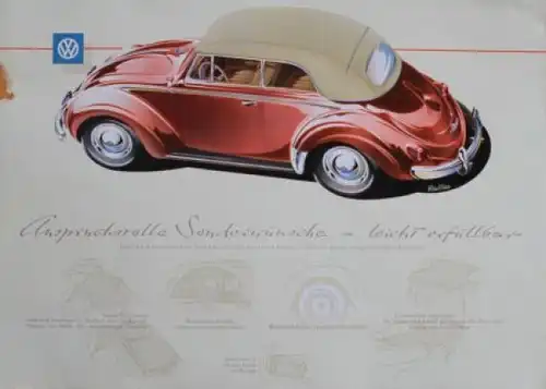 Volkswagen Käfer Cabriolet Modellprogramm 1955 Reuters-Motive Automobilprospekt (5096)