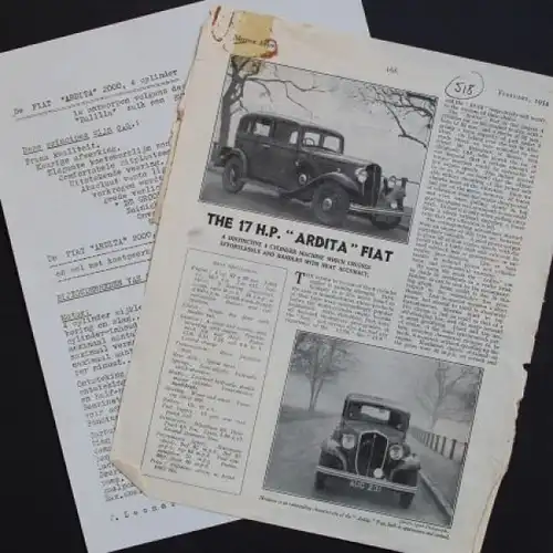 Fiat 17 HP 4 Zylinder Ardita Modellprogramm 1934 Testbericht (6017)