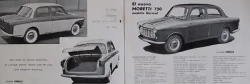 Moretti 750 Modellprogramm 1958 Automobilprospekt (6035)