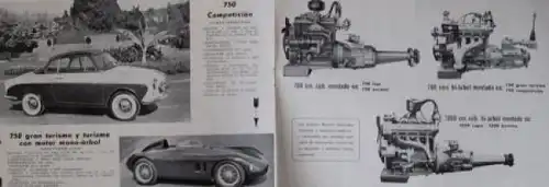 Moretti 750 Modellprogramm 1958 Automobilprospekt (6035)