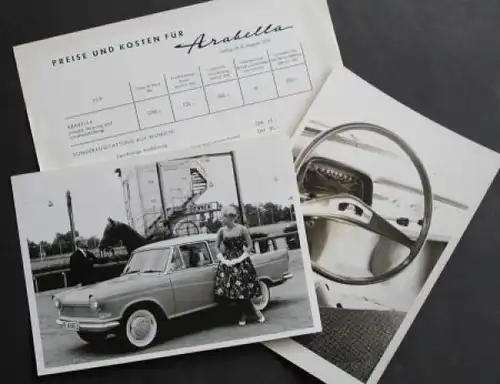 Lloyd Arabella 1959 zwei Werksfotos Preisliste (6075)