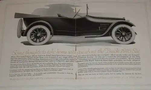 Buick Sixes Touring Roadster Modellprogramm 1916 Automobilprospekt (6077)