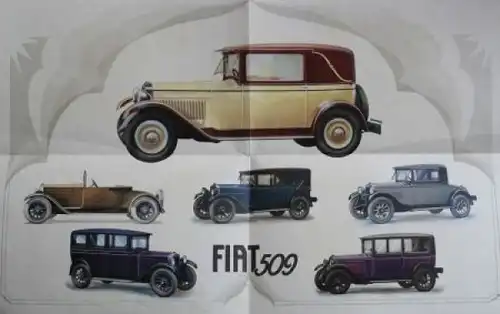 Fiat 509 Modellprogramm 1928 Automobilprospekt (6143)