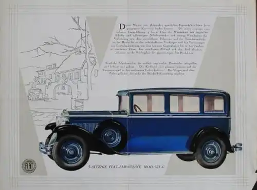 Fiat 521 C Modellprogramm 1930 Automobilprospekt (6145)