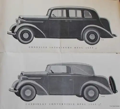 Opel 6 Zylinder Modellprogramm 1936 2 Liter Automobilprospekt (6230)