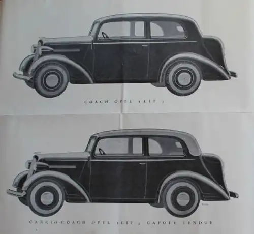 Opel 6 Zylinder Modellprogramm 1936 2 Liter Automobilprospekt (6230)