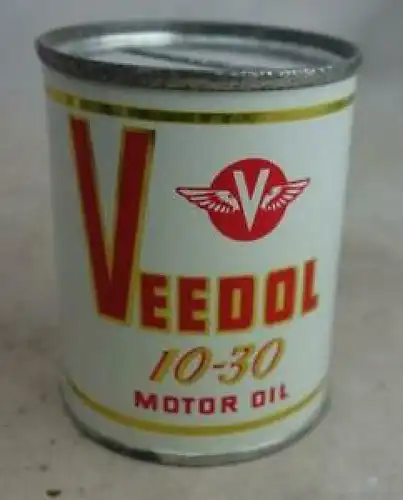 Veedol Spardose 1962 "10-30 Motor-Oil" in Oeldosenform mit Pin-up von Heinz Fehling (6254)