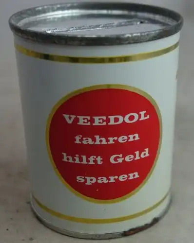 Veedol Spardose 1962 "10-30 Motor-Oil" in Oeldosenform mit Pin-up von Heinz Fehling (6254)