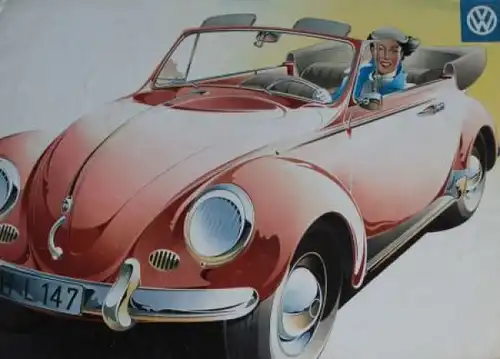 Volkswagen Käfer Cabriolet Modellprogramm 1958 Reuters-Motive Automobilprospekt (6283)