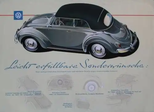 Volkswagen Käfer Cabriolet Modellprogramm 1958 Reuters-Motive Automobilprospekt (6283)