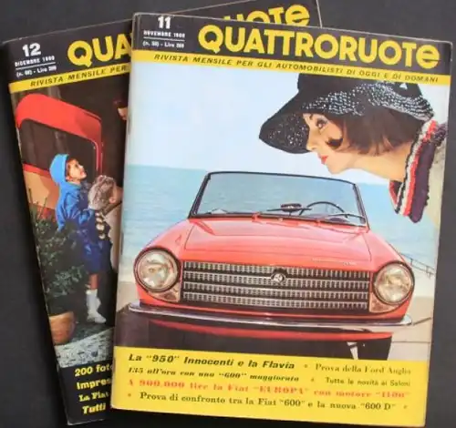 "Quattroruote" Automobil-Magazin Italien 1960 zwei Ausgaben (2712)