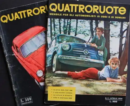 "Quattroruote" Automobil-Magazin Italien 1956 zwei Ausgaben (2713)