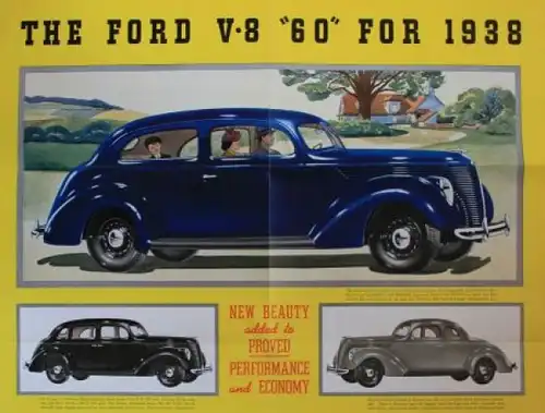 Ford V8 Modellprogramm 1938 "Thrifty Sixty" Automobilprospekt (2844)