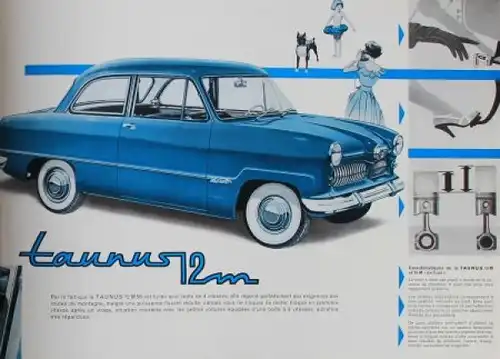 Ford Taunus 12 M + 15 M DeLuxe Modellprogramm 1956 Automobilprospekt (2747)