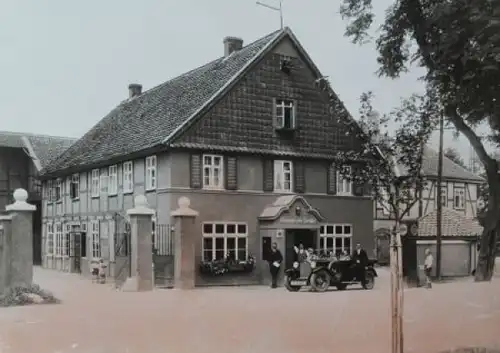 Dapolin Tankstelle 1928 "Zum Posthof" mit Adler Cabriolet Originalfoto (2810)