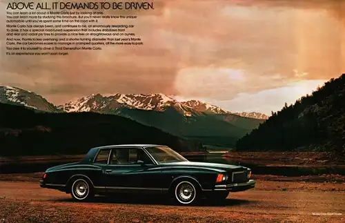 Chevrolet Monte Carlo Modellprogramm 1977 "The third Generation" Automobilprospekt (2889)