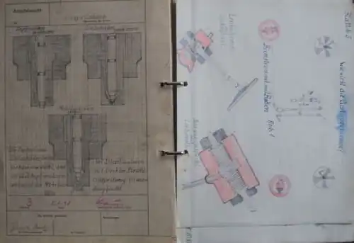 Volkswagen-Werk 1948 Lehrlings-Ausbildungsmappe mit diversen Unterlagen im Leitzordner (3006)