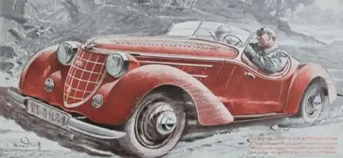 Wanderer Kompressor Sport Cabriolet Modellprogramm 1937 Automobilprospekt (3009)