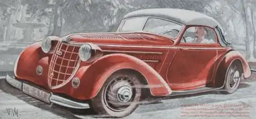 Wanderer Kompressor Sport Cabriolet Modellprogramm 1937 Automobilprospekt (3009)