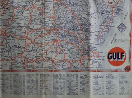 Gulf Motoroil Straßenkarte 1930 Road-Map Virginia, Maryland (3024)