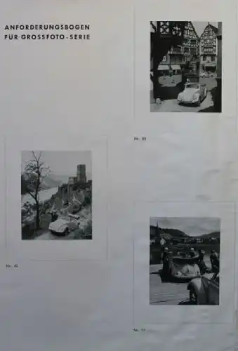 Volkswagen Werbeblätter 1956 "Anforderungsbogen für Grossfoto-Serie" (3039)