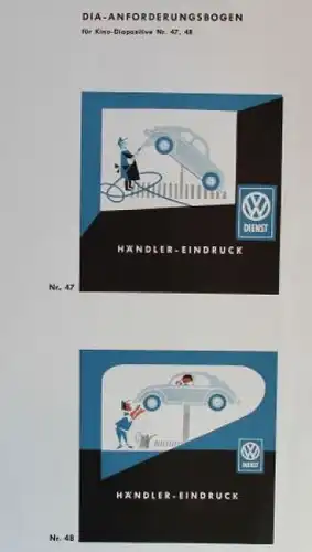 Volkswagen Werbeblätter 1954 "Anforderungsbogen für Kino-Diapositive" (3040)