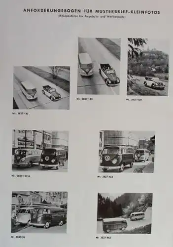 Volkswagen Werbeblätter 1955  "Anforderungsbogen für Musterbrief-Fotos" (3043)