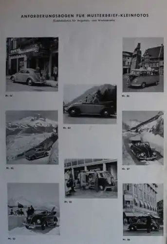 Volkswagen Werbeblätter 1955  "Anforderungsbogen für Musterbrief-Fotos" (3043)