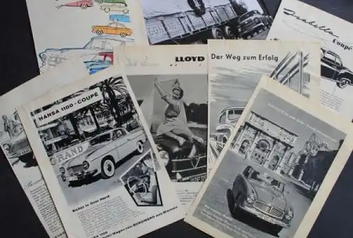 Borgward Lloyd Motorenwerke 1959 Konvolut Werbeblätter und Fotos (3057)