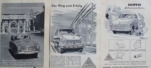 Borgward Lloyd Motorenwerke 1959 Konvolut Werbeblätter und Fotos (3057)