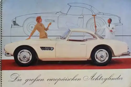 BMW V8 Modellprogramm 1955 "Die großen europäischen Achtzylinder" original Automobilprospekt (3096)