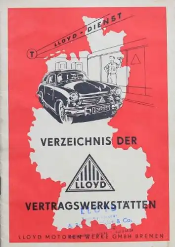 Lloyd Vertragswerkstätten-Verzeichnis 1955 Automobilprospekt (6263)