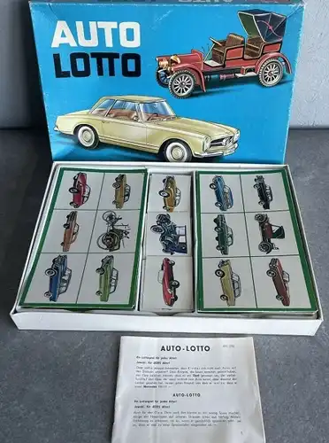 Noris Spiele "Auto-Lotto" 1968 Automobil-Memory-Brettspiel Mercedes-Benz (5281)
