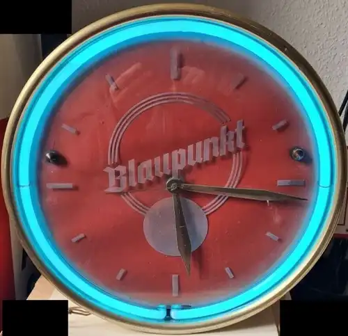 Blaupunkt Werbe-Standuhr 1960 Messinggehäuse mit Neon-Beleuchtung (5293)