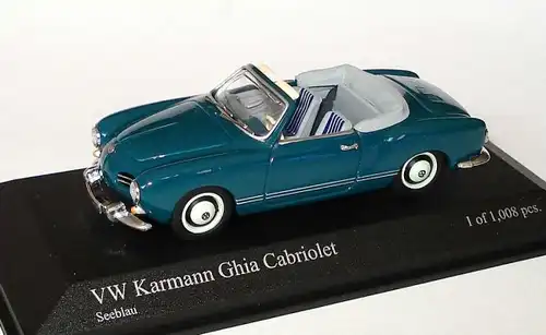 Minichamps Volkswagen Karmann Ghia Cabriolet 1957 limitiertes Plastikmodell in Originalbox (5324)
