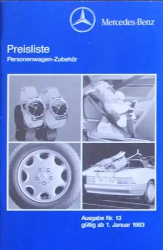 Mercedes-Benz Preisliste PKW-Zubehör 1993 Automobilprospekt (5521)