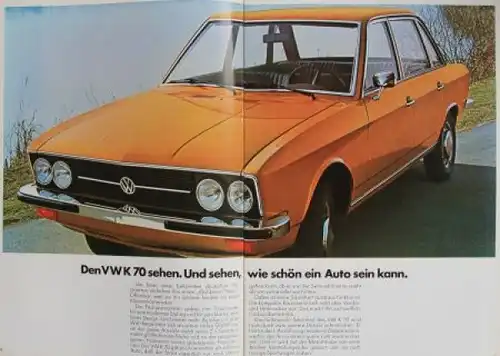 Volkswagen K 70 Modellprogramm 1973 Automobilprospekt (6358)