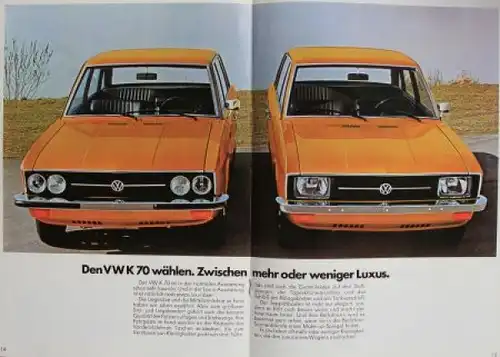 Volkswagen K 70 Modellprogramm 1973 Automobilprospekt (6358)