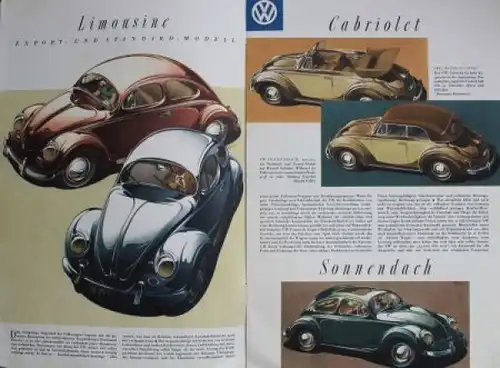 Volkswagen Käfer Modellprogramm 1952 Reuters Automobilprospekt (7636)