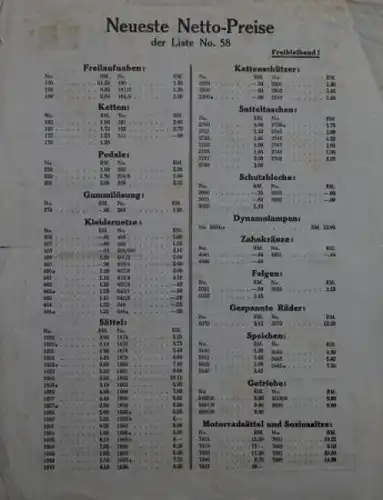 RMW Motorradwerke Preisliste 1925 Continental-Rechnung Motorradkonvolut (6378)