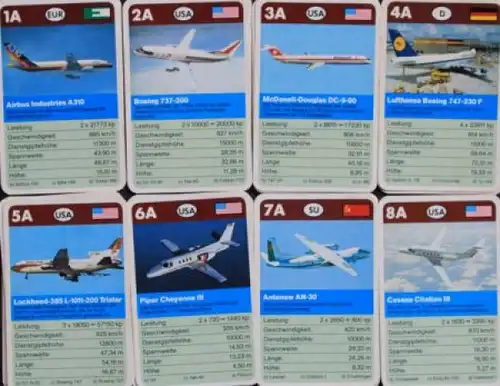 Schmid Spiele "Neue Jets und Reiseflugzeuge" 1980 Kartenspiel (6466)