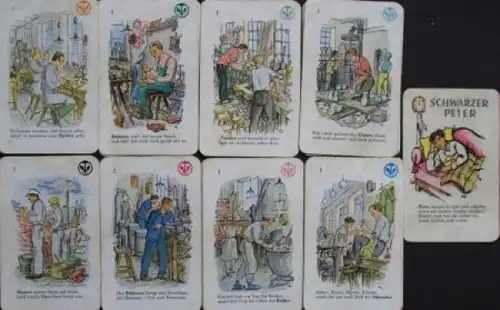 Unger Spielkarten "Fleißige Leute - Schwarzer Peter" 1938 Kartenspiel (5604)