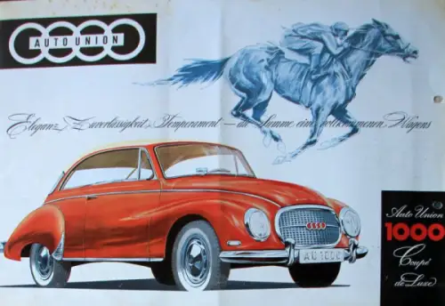 Auto-Union 1000 Coupe DeLuxe Modellprogramm 1958 Automobilprospekt (5673)