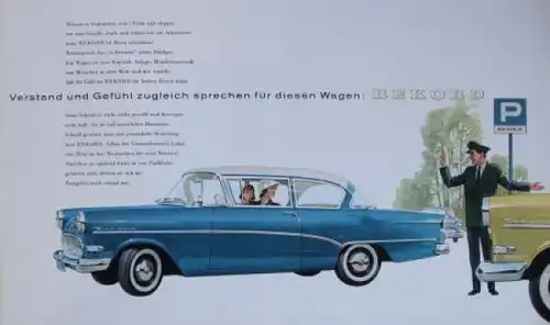 Opel Rekord Modellprogramm 1957 "Gleich leicht, gleich sicher" Automobilprospekt (5711)